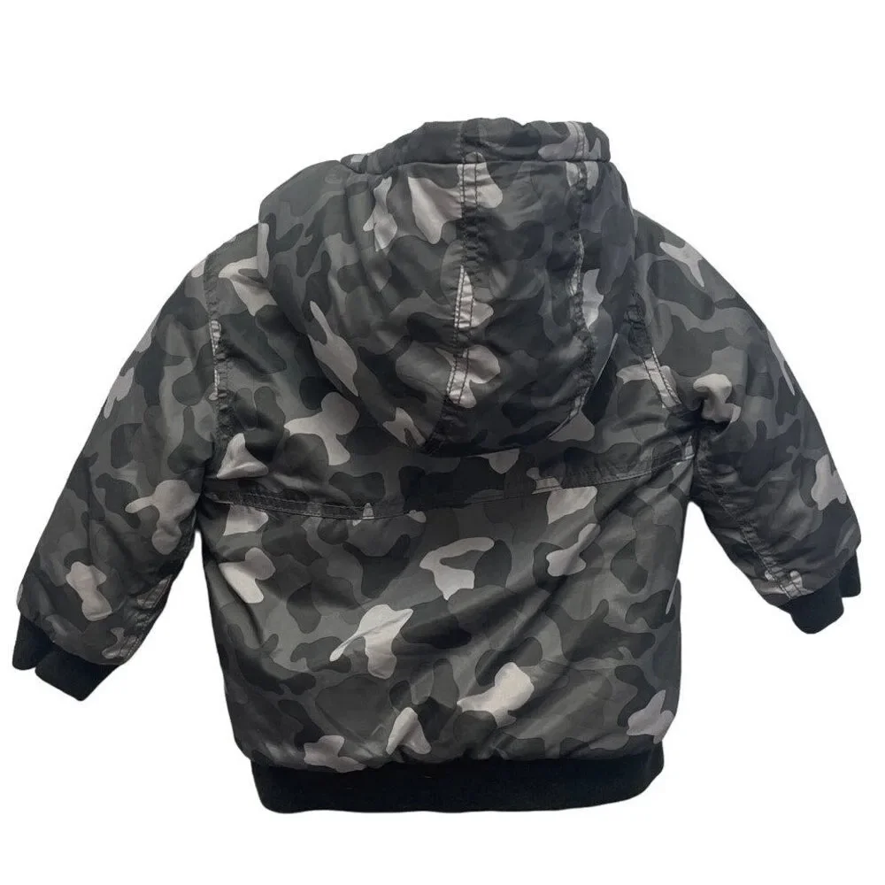 The Childrens Place Size 2T PolyAcrylic Camo Dinosaur Long Sleeve Lined Coat